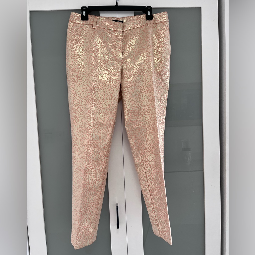 H & M Metallic Peach Jacquard Pants - 12